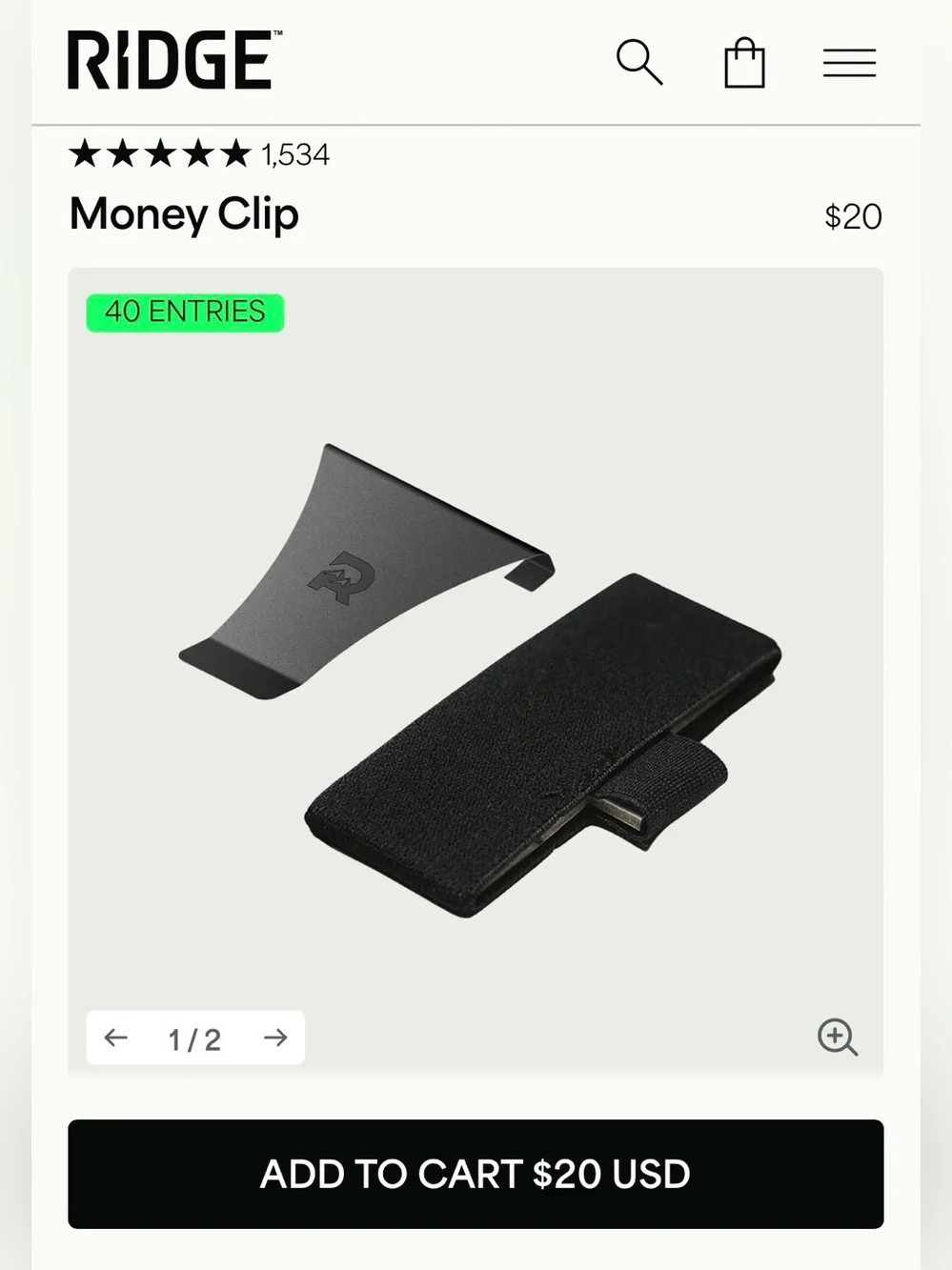 NEW Ridge Carbon Fiber Slim RFID Wallet & Black Money Clip